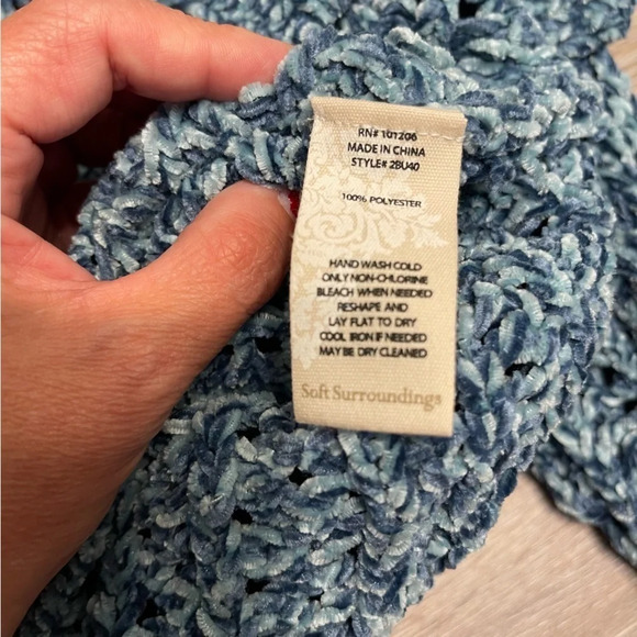 Soft Surroundings Windsor park chenille sweater Ocean blue colors size M - Picture 3 of 7